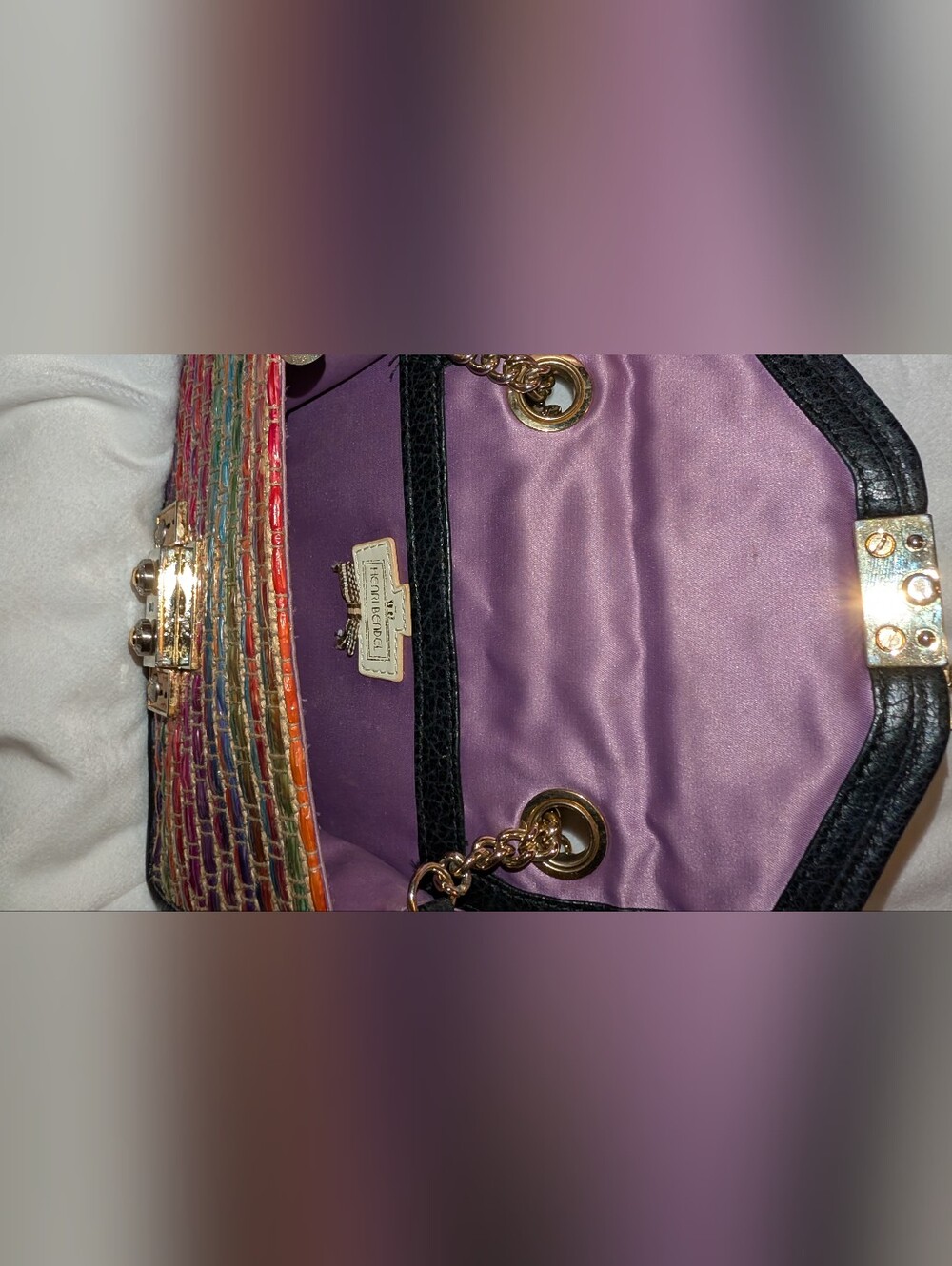 Henri Bendel Stripe Raffia Rainbow Crossbody Bag VGC - Picture 10 of 12